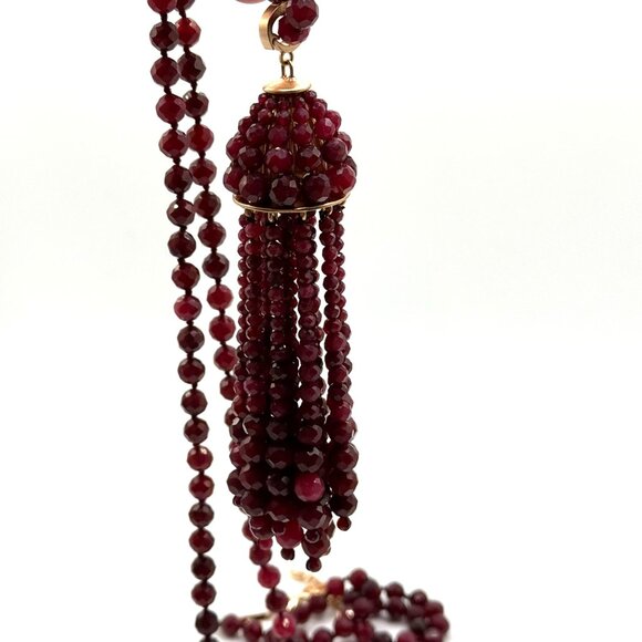 Kendra Scott Sylvia Long Beaded Necklace With Tassel In Maroon Jade Gold-Tone - Picture 3 of 10